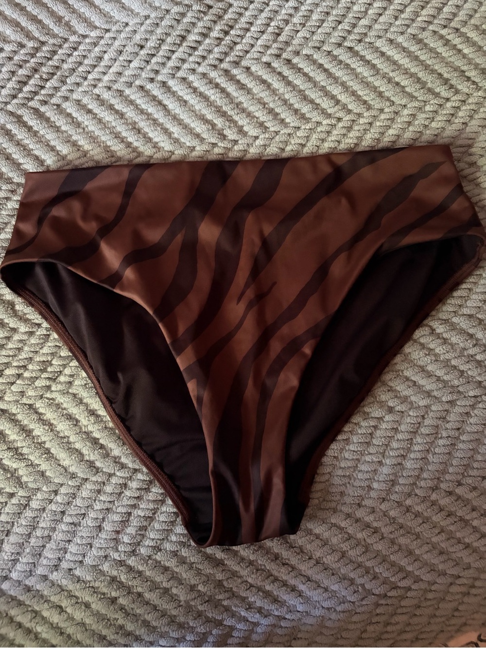 Athleta Brown Zebra-Print High-Waist Swim Bottoms